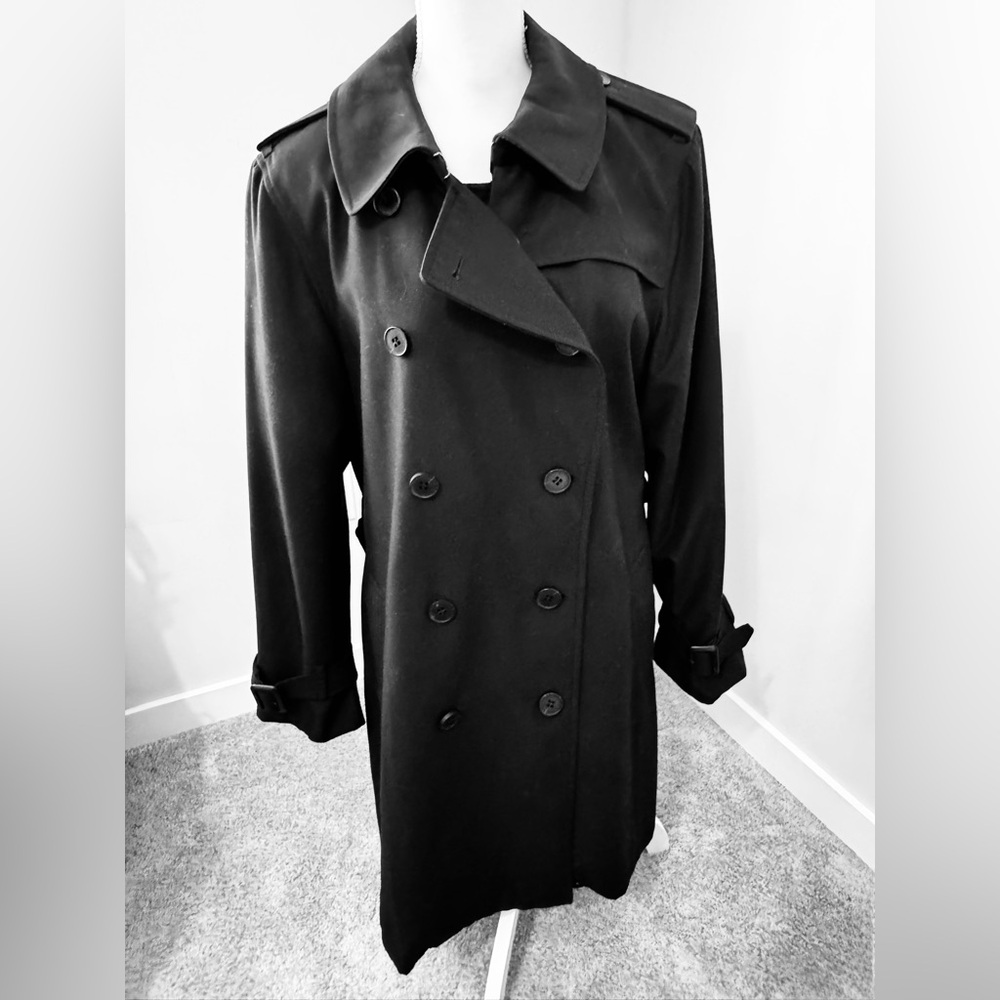 London Fog Women’s Classic Double-Breasted Black Trench Coat